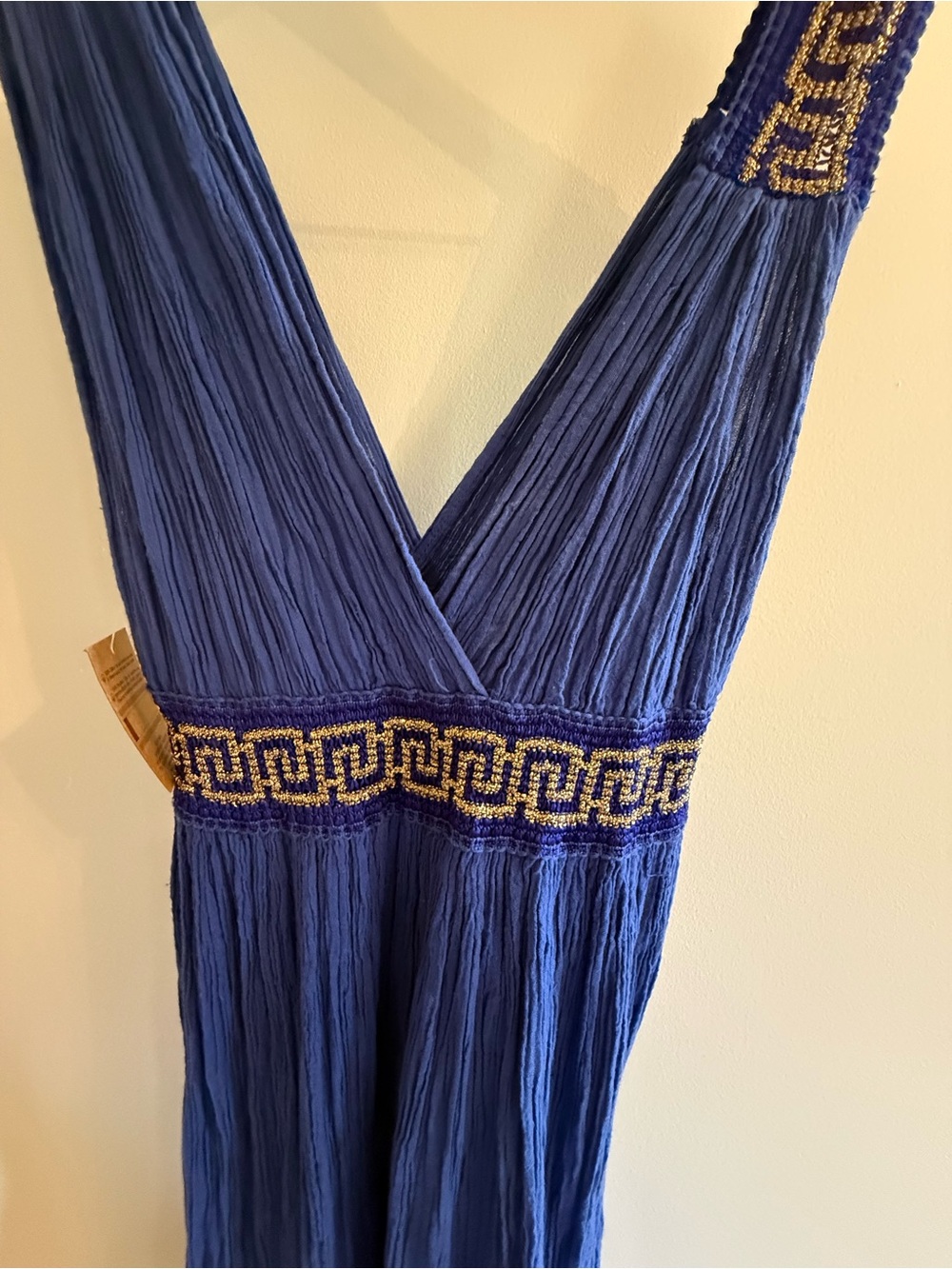 Mythology by Boomil Greek Cotton Blue Goddess Maxi Dress O/S - Picture 5 of 11